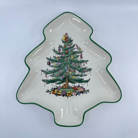 vintage spode christmas tree shaped serving dish s3324Tt made in england - Picture 1 of 4